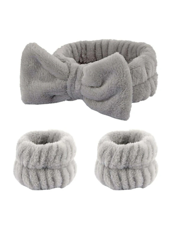 3 Pcs Bow Decor Bath Headband Set