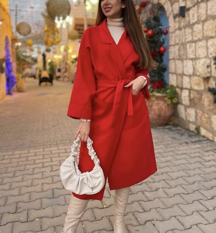 Pocket Front Belted Overcoat