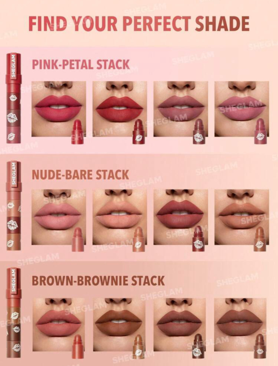 Sheglam, Mega Lip Stacks-Pink-Petal Stack