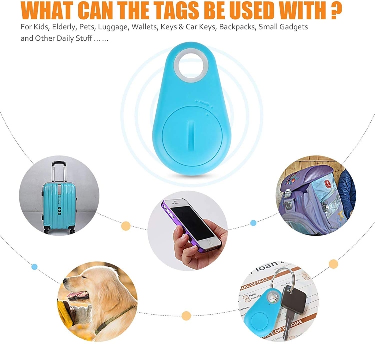 جهاز تعقب ذكي Sanyipace Key Finder مع تطبيق الهاتف، محدد موقع المفاتيح ,للأطفال, الحيوانات الأليفة، محافظ الأمتعة، بطاقة صغيرة لاسلكية لمكافحة الضياع 