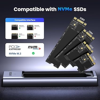 UGREEN 15511 - CM559 M.2NVME HARD DRIVE ENCLOSURE(10GBPS)   WITH C TO C AND C TO A CABLE