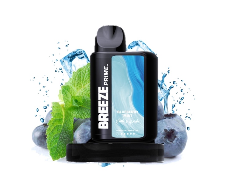 BREEZE PRIME  Bluberry Mint, 6000 Puff, Disposable Vape