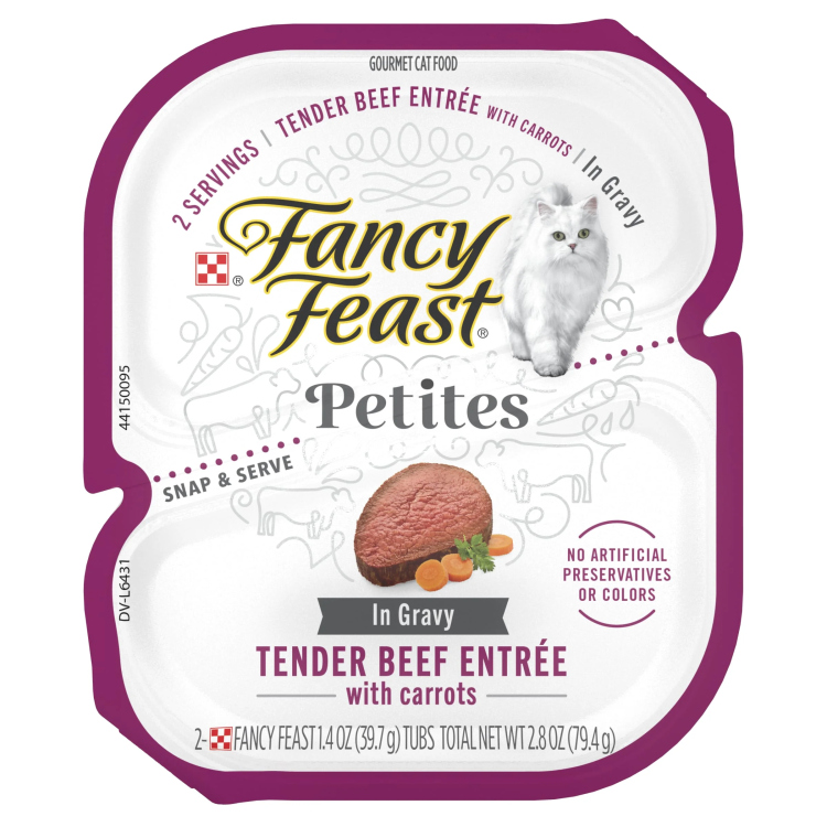 fancy feast petites tender beef entree with carrots in gravy