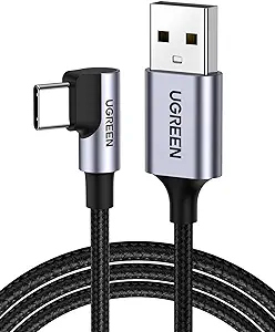 UGREEN	US284-50941 ANGLED USB-C MALE TO USB2.0 A MALE 3A DATA CABLE(90°ANGLE) BLACK 1M