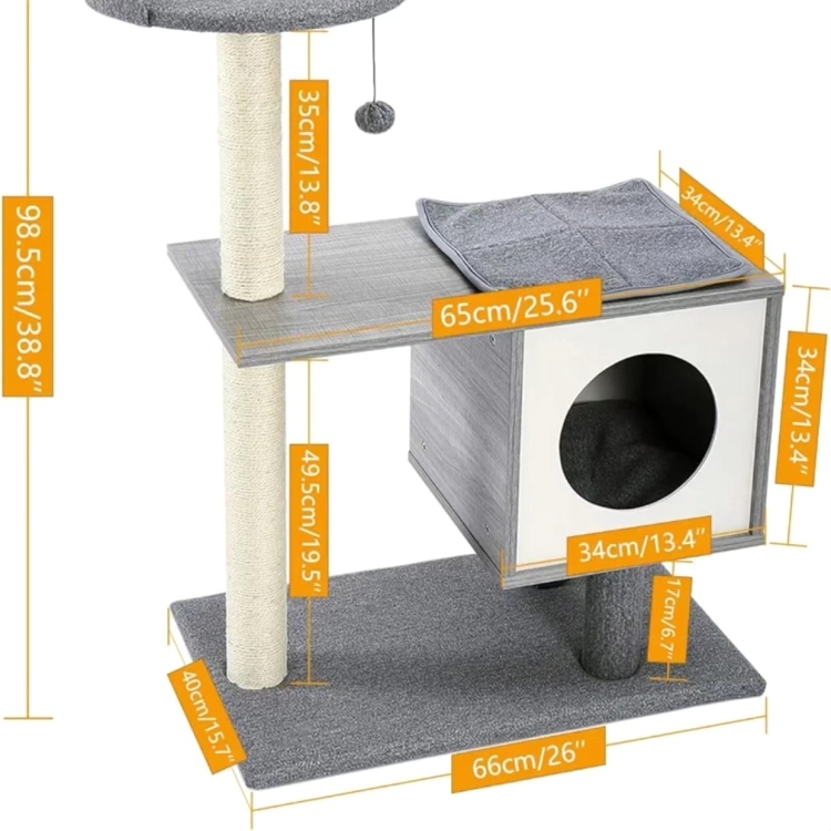 Cat Tree for Small and Large Cats, Modern Cat Tower with Removable Carpet Covered, Cute Cat Furniture Indoor with Scratching Post,