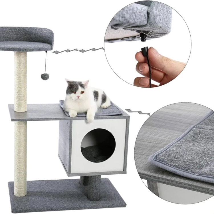 Cat Tree for Small and Large Cats, Modern Cat Tower with Removable Carpet Covered, Cute Cat Furniture Indoor with Scratching Post,