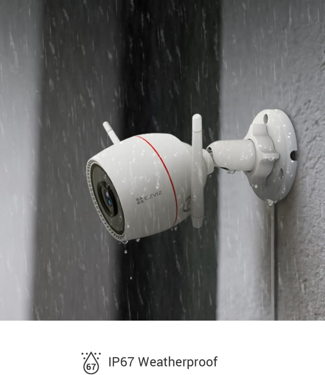 EZVIZ H3C 3MP COLOR - OUTDOOR WI-FI COLOR NIGHT VISION -SUPPORTS MICROSD CARD1 (UP TO 512 GB) - SUPPORTS EZVIZ CLOUDPLAY STORAGE2