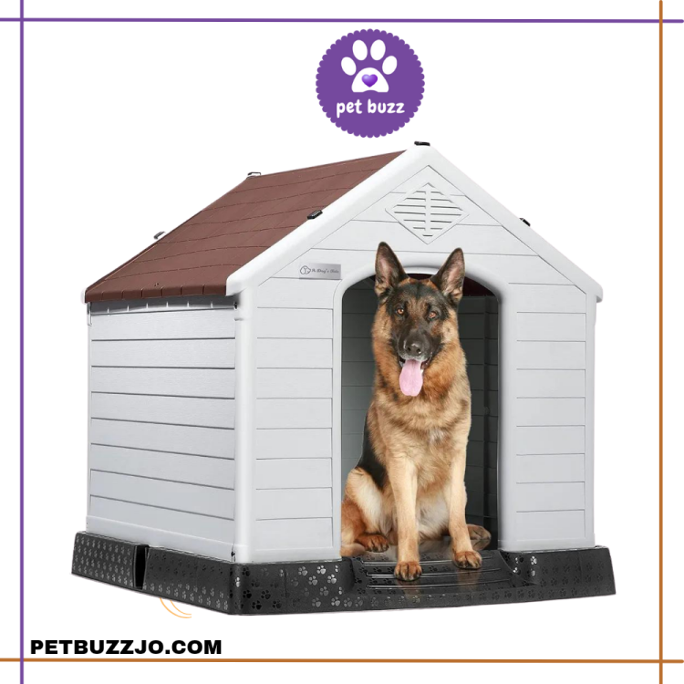 Dog House with Steel Door - Weatherproof and Ventilated for Indoor/Outdoor Use - Small to x Large Dogs