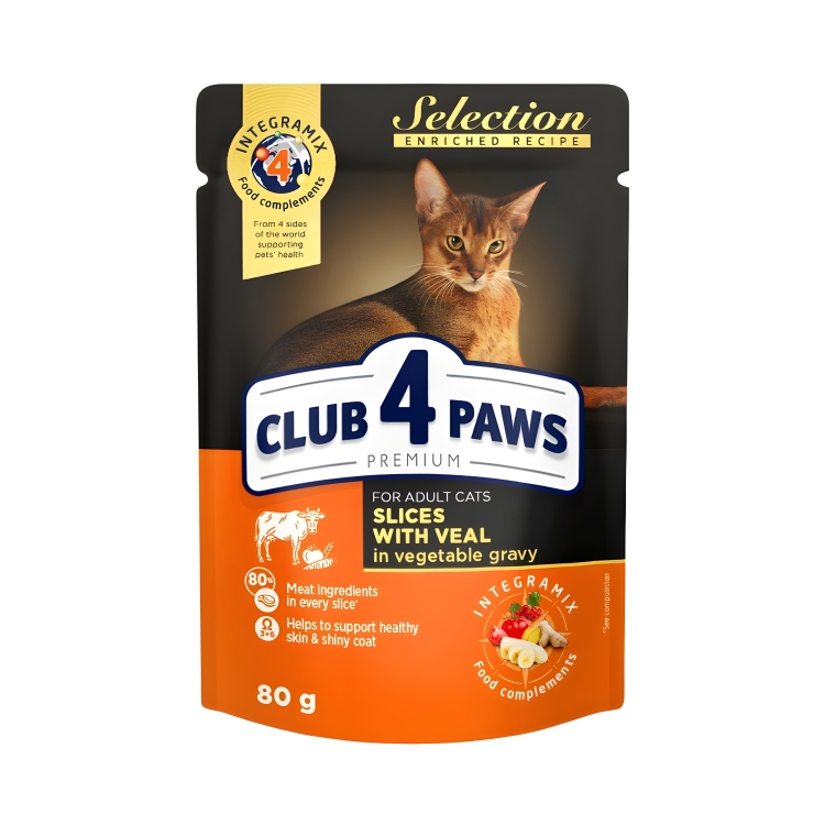 Club 4 paws ويت فود شرائح لحم العجل مع الخضار 