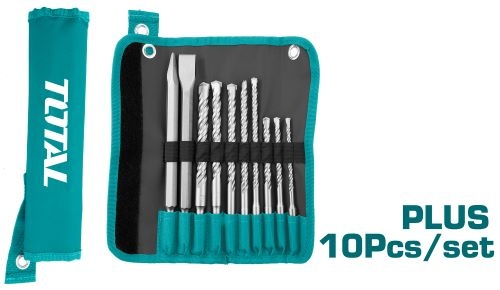 طقم ريش + ازميل كبس 10 قطع TOTAL TACSD19101