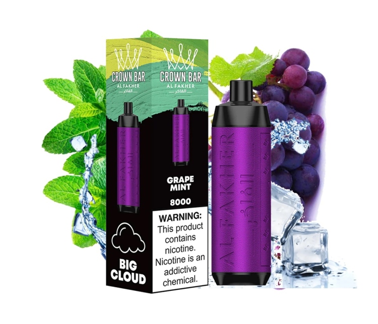 ALFAKHER CROWN BAR -   Grape Mint  -  8000 Puff, Rechargeable, Disposable Vape8000 Puff