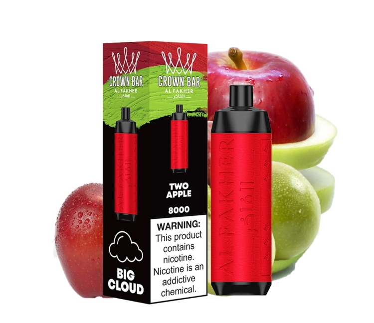 ALFAKHER CROWN BAR - Two Apple -  8000 Puff, Rechargeable, Disposable Vape 