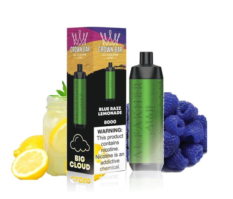 ALFAKHER CROWN BAR -   Blue Razz Lemonade  -  8000 Puff, Rechargeable, Disposable Vape  