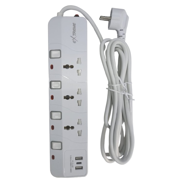 وصلة كهرباء 3مخارج>X2 USB<X1 TYPE-C ا-ا 3متر 2000 واط