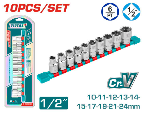 طقم بوكس 10 قطعه TOTAL THT121101 10PCS 1/2" socket set