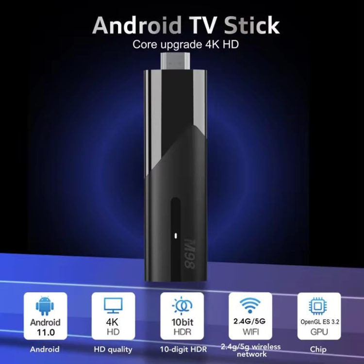  Y10 MINI SMART ANDROID TV STICK 4K STREAMING DEVICE WITH ANDROID 12, 5G WI-FI, BLUETOOTH, QUAD-CORE CPU, 2GB RAM, 16GB