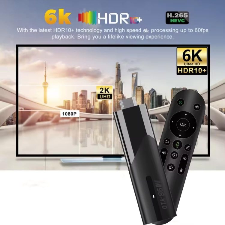  Y10 MINI SMART ANDROID TV STICK 4K STREAMING DEVICE WITH ANDROID 12, 5G WI-FI, BLUETOOTH, QUAD-CORE CPU, 2GB RAM, 16GB