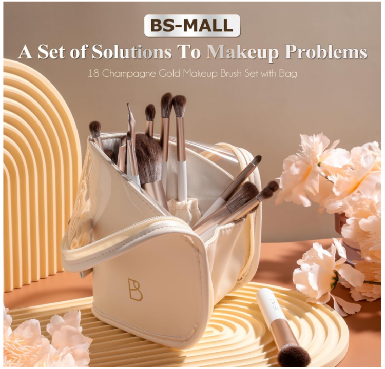 BS-MALL, Makeup Brushes With Bag Case 18 Pcs