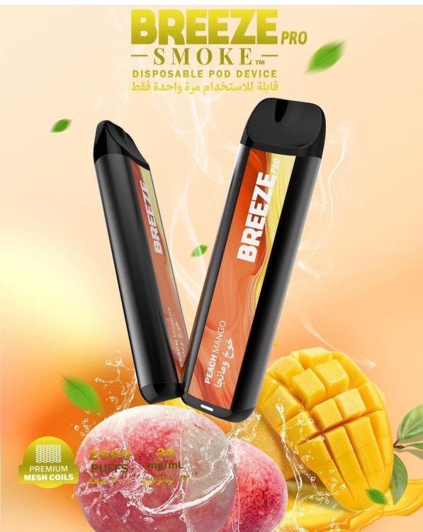 Breeze Pro Peach Mango 2000 Puffs Disposable Vape