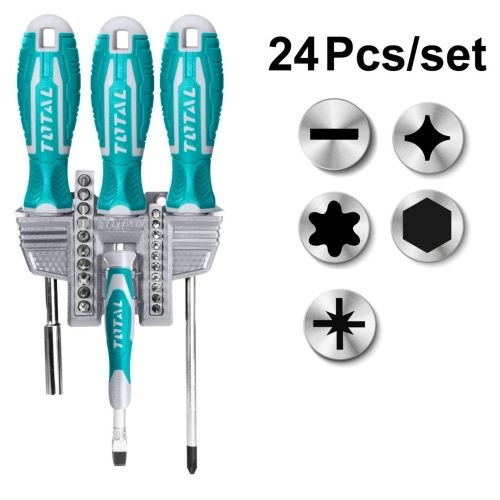 طقم مفك مع راسيات 24 قطعه TOTAL TACSD302462