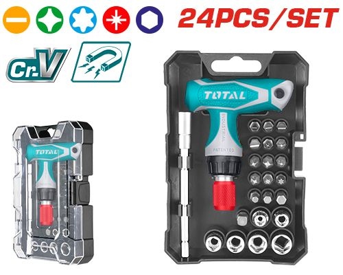 TOTAL TACSD30186 Bits Set 24Pcs طقم بوكسات + مفكات