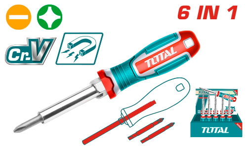 مفك مع راسيات TOTAL THT2506076 6 IN 1 Screwdriver set