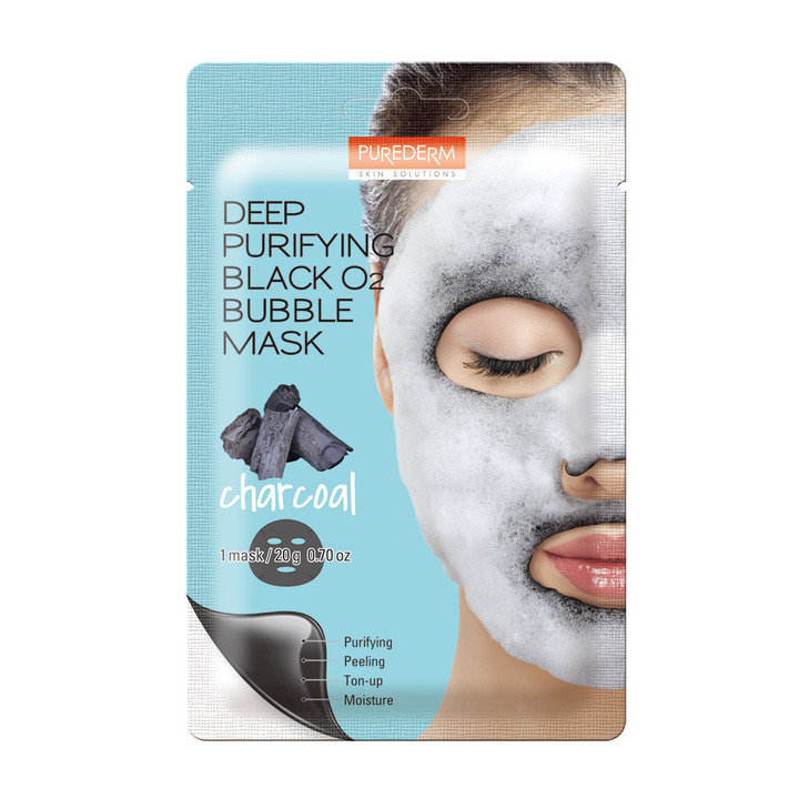 Purederm, Deep Purifying Black O2 Bubble Mask Charcoal 20g 