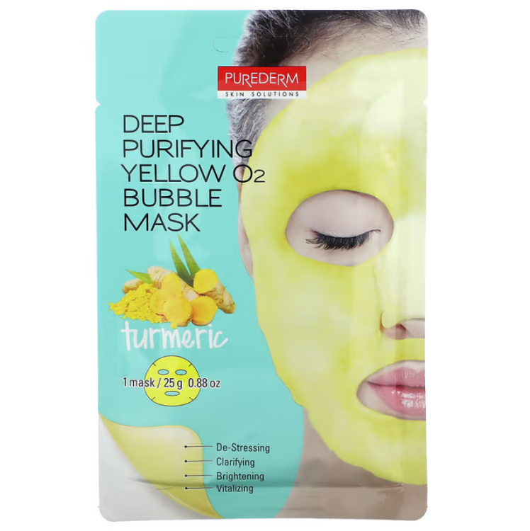 Purederm, Deep Purifying Yellow O2 Bubble Mask - Turmeric