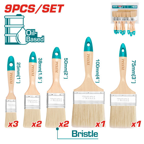 طقم فراشي دهان 9 قطع Total THT8414091 9pcs paint brush set