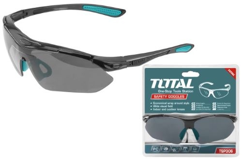 نظارة حماية توتال اسود شفاف اطرف مطاطية TOTAL TSP306 Safety 