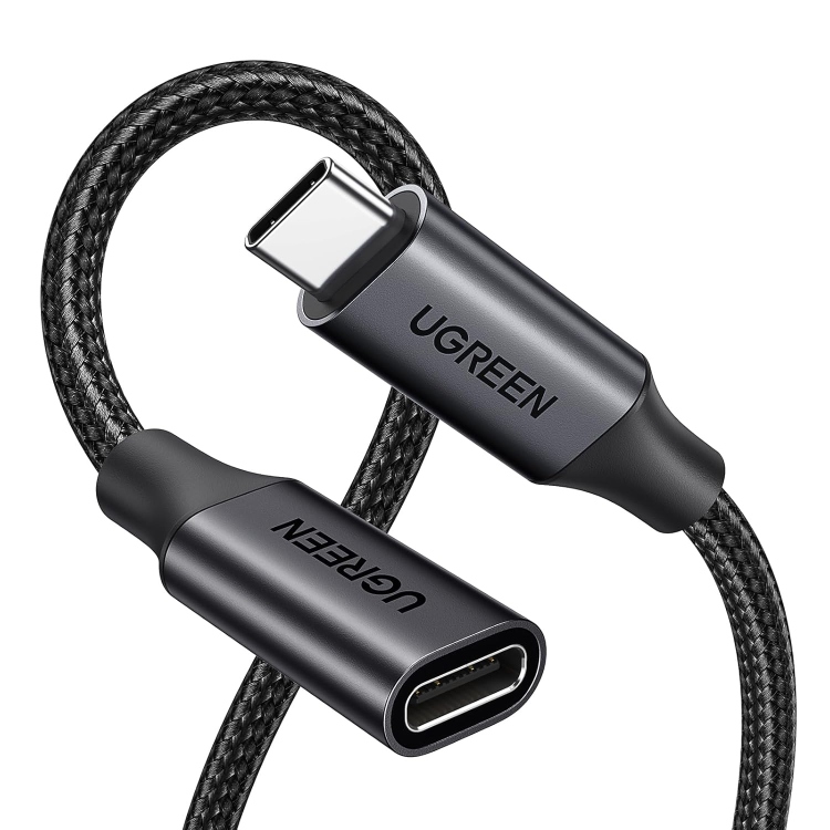 UGREEN 30205 USB-C Male to USB-C Female Gen2 Alu Case Braided Extension Cable 1m (Dark gray) 