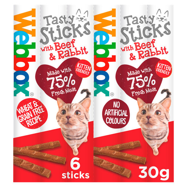 Webbox Tasty Sticks with Beef & Rabbit 6 Semi-Moist Tasty Treats 30g