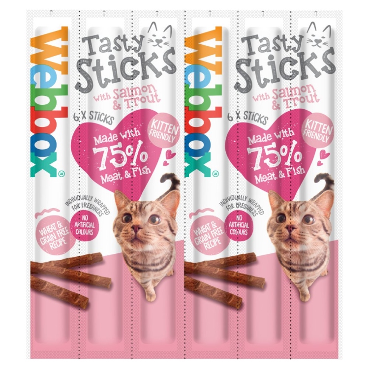 Webbox Tasty Sticks with Salmon & Trout 6 Semi-Moist Tasty Treats 30g