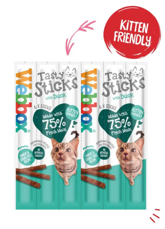 Webbox Tasty Sticks with Duck Kitten 6 Semi-Moist Tasty Treats 30g