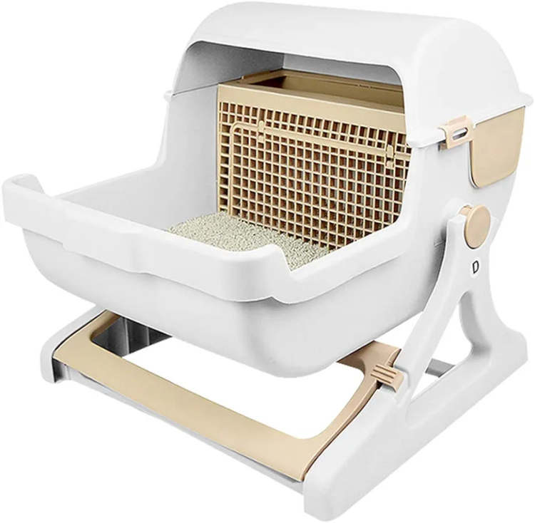 the semi-automatic cat litter box design, the active cat litter box divider and the drawer