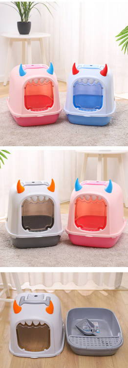 Little Monster Clamshell Fully Enclosed Cat Litter Box 