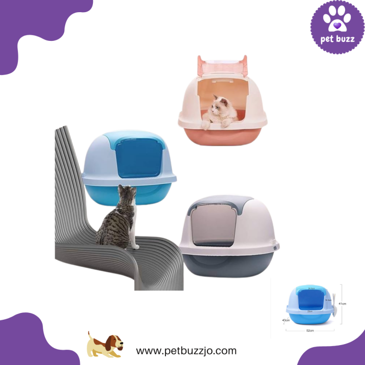 Enclosure with Lid Front Opening Hooded Cat Litter Tray with Scoop 