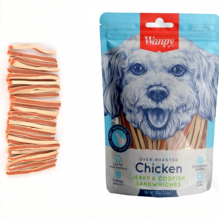 Wanpy treat dog chicken and cod fish