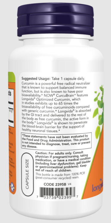 Now, CurcuBrain™ 400 mg Veg Capsules
