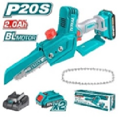 Total TGSLI20683 Lithium-Ion Mini Chain saw منشار تقليم شجر شحن 20 فولت مع بطارتين وشاحن