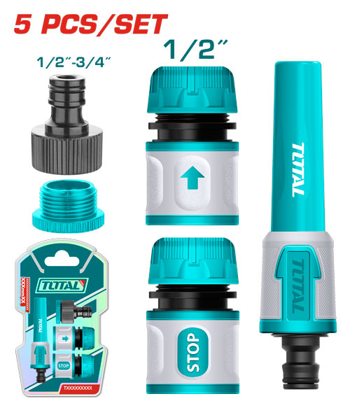 طقم كوبلينج زراعي 5 قطع مع رشاش مستقيم TOTAL THHCS05122