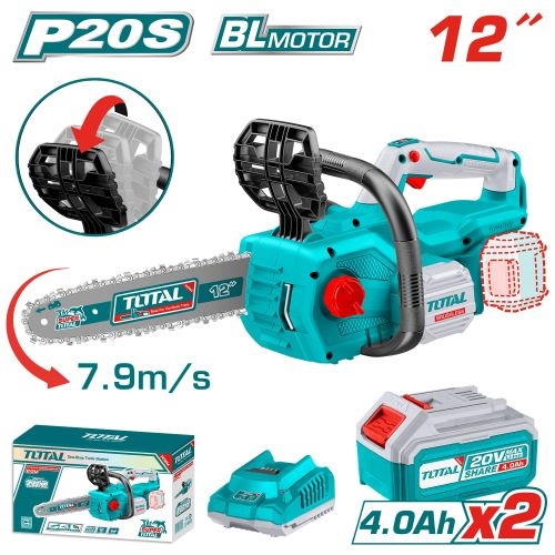 منشار شجر شحن 2 بطاريه وشاحن 4 امبير TOTAL TGSLI201286 chain saw 