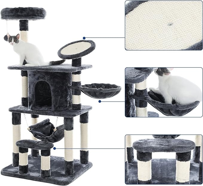 FEANDREA Cat Tree Multi-Level Cat Play House Sisal Scratching Pad and Posts