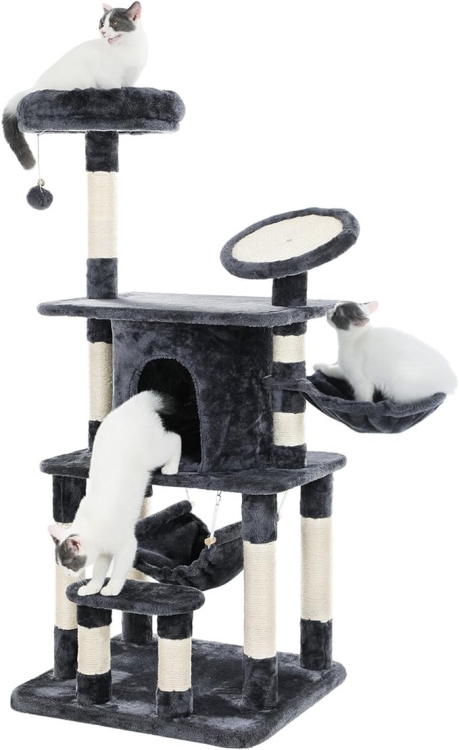 FEANDREA Cat Tree Multi-Level Cat Play House Sisal Scratching Pad and Posts