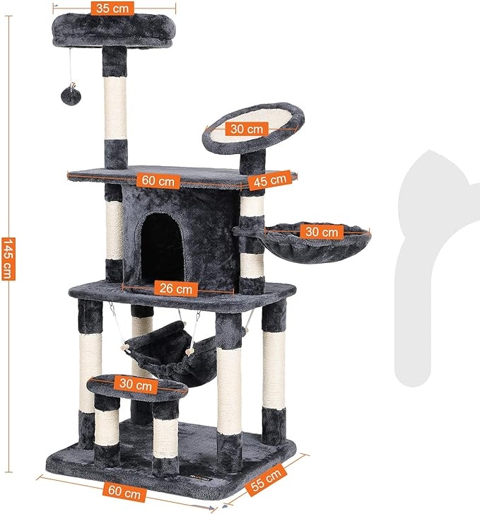 FEANDREA Cat Tree Multi-Level Cat Play House Sisal Scratching Pad and Posts