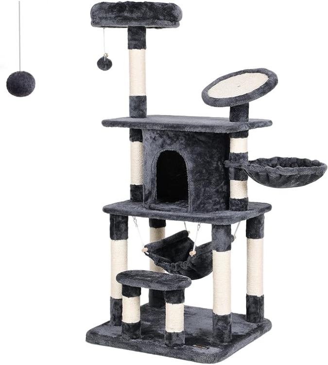 FEANDREA Cat Tree Multi-Level Cat Play House Sisal Scratching Pad and Posts