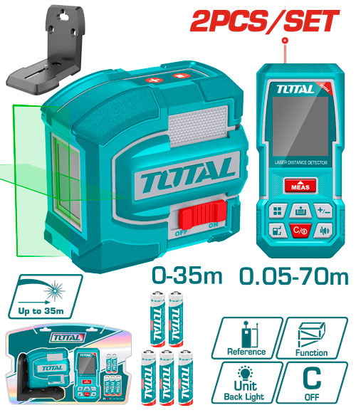 Total TOSLL0401 طقم متر ليزر مع ليفل 2 خط