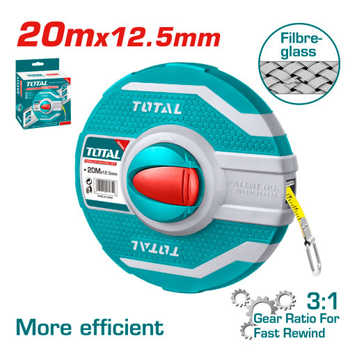 TOTAL TMTF12206 Fiberglass Measuring Tape كركر 20 متر فيبر