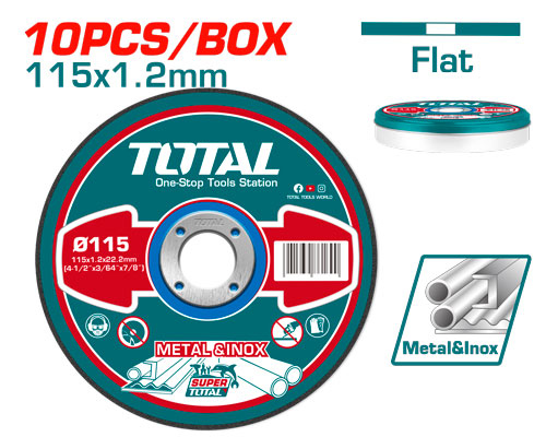 TOTAL TAC2211155 Abrasive metal cutting disc set فيبر ستانلس 10 قطع مع علبة 4.5"   