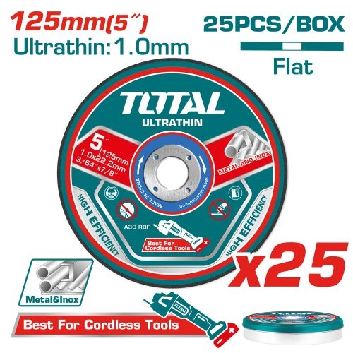 Total TAC21012525 فيبر قص حديد رفيع 5 انش 25 حبة